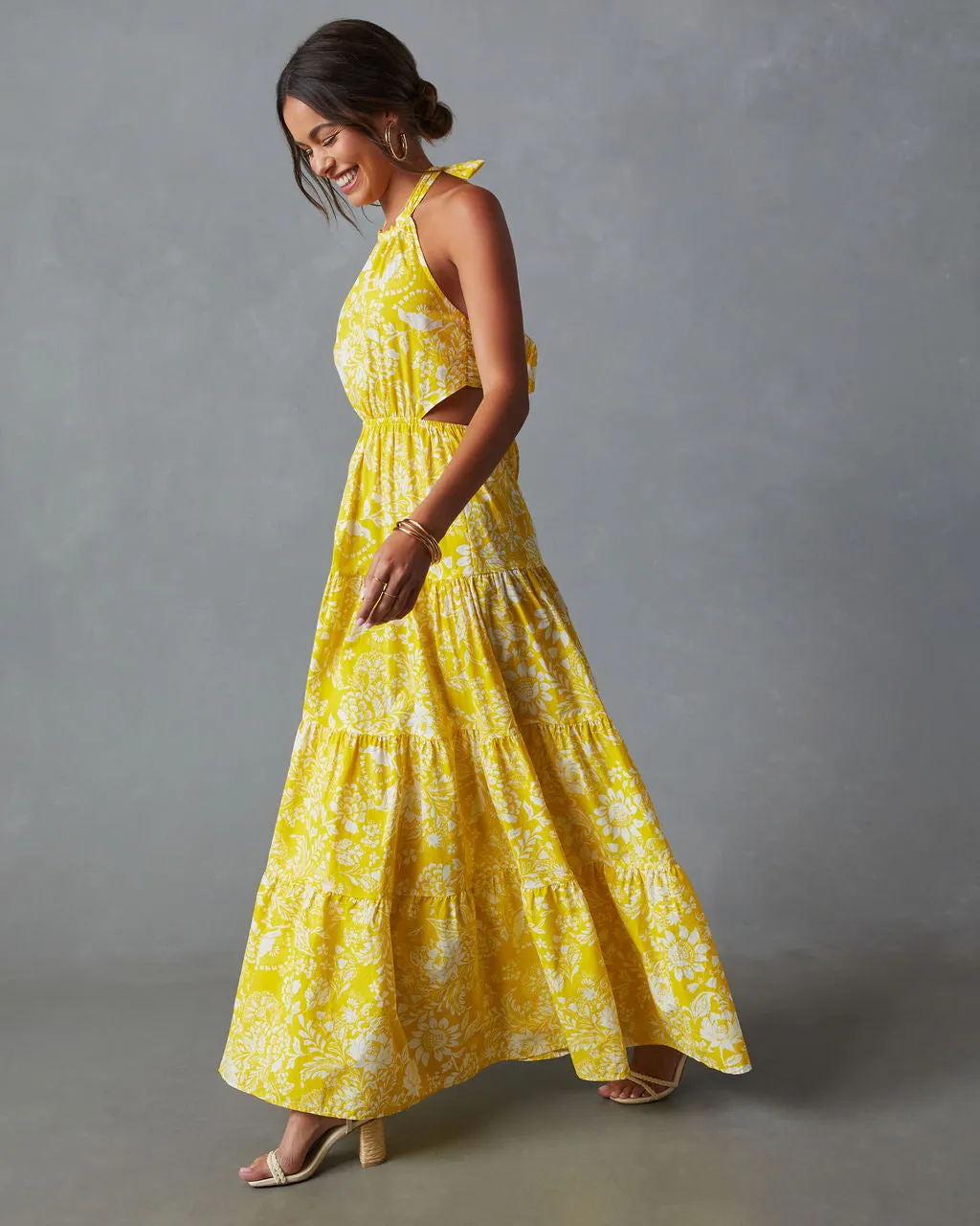 Amalia Halter Neck Tiered Maxi Dress