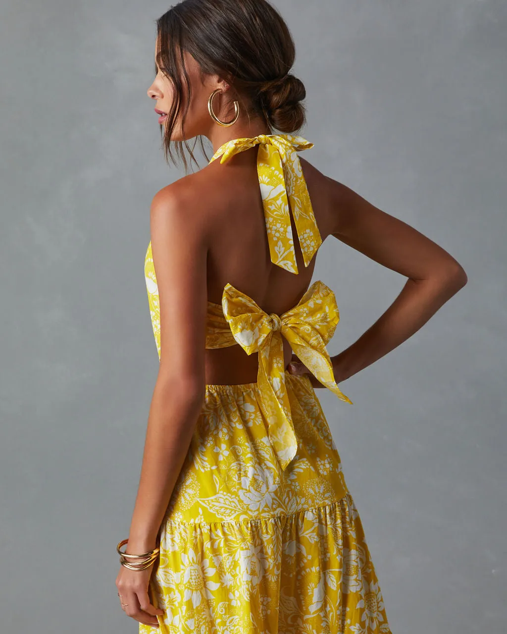 Amalia Halter Neck Tiered Maxi Dress