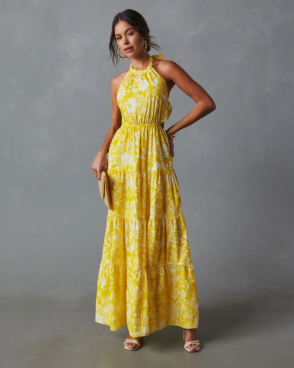 Amalia Halter Neck Tiered Maxi Dress