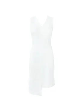 Avery straight cut crepe dress in white