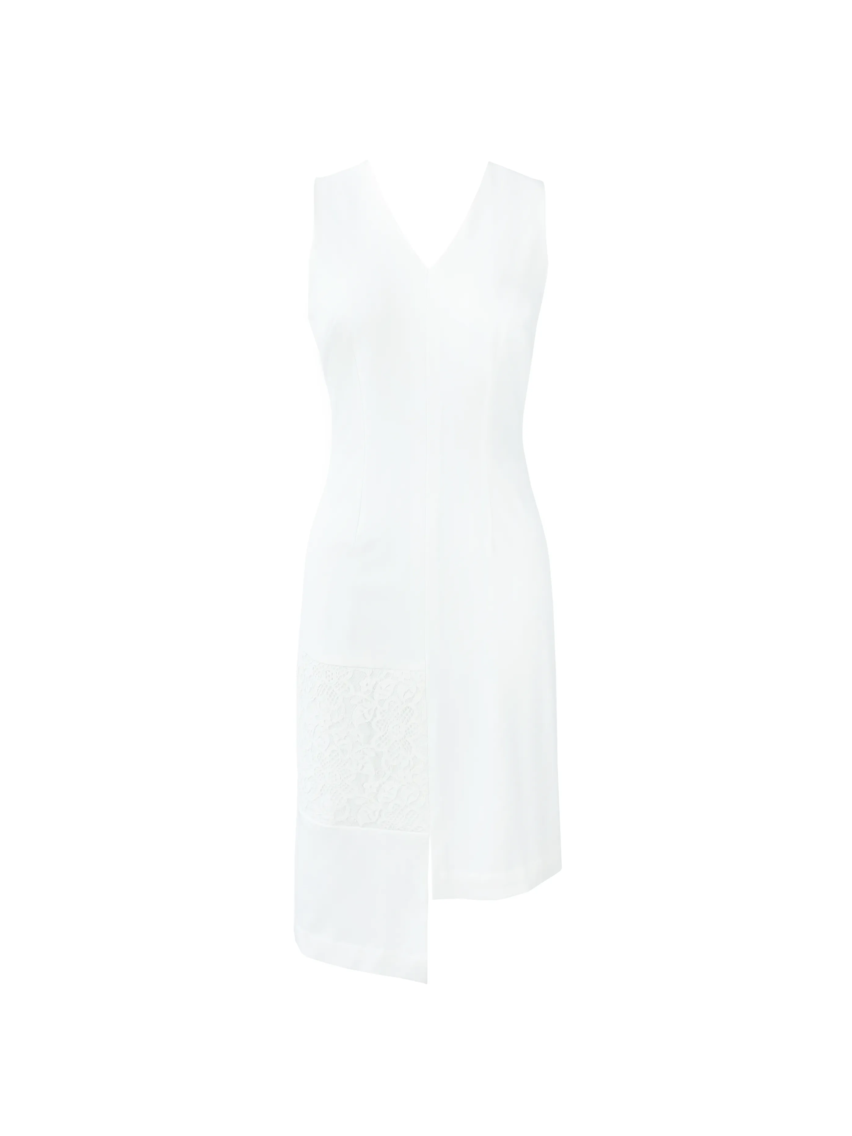 Avery straight cut crepe dress in white