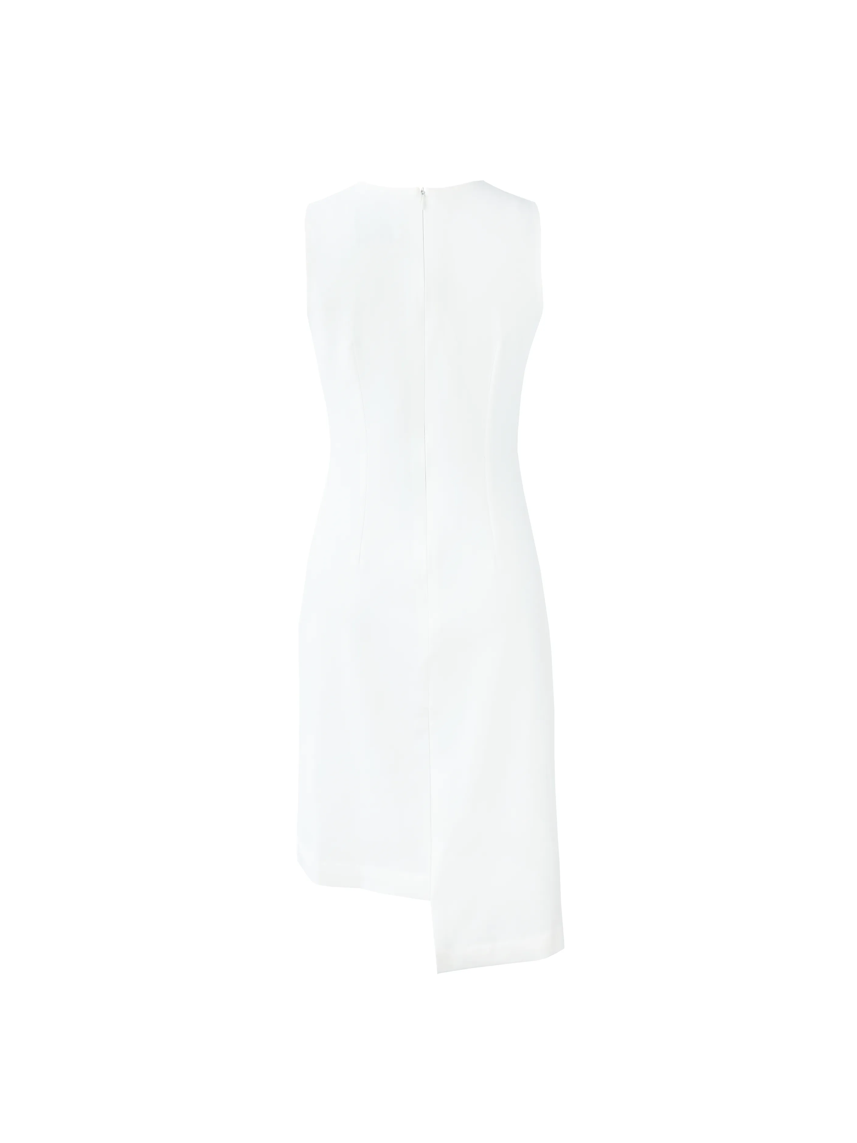 Avery straight cut crepe dress in white