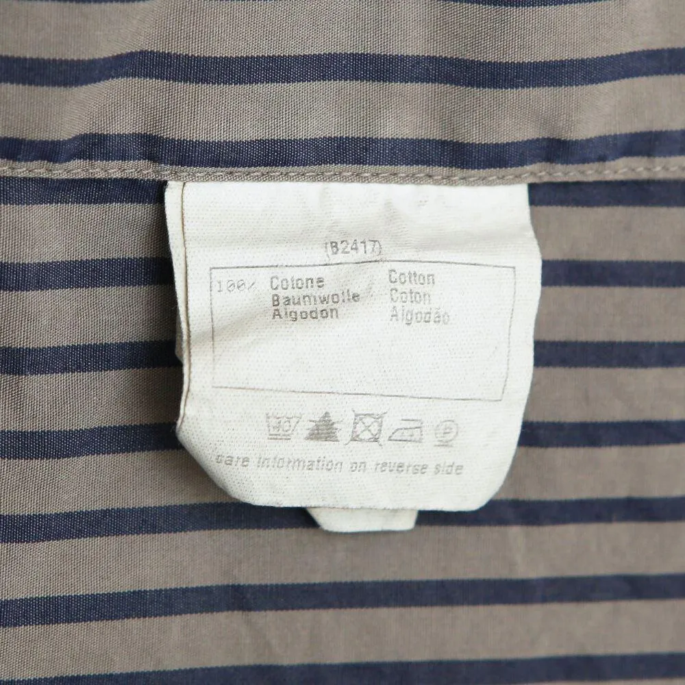 Beige Blue Striped Cotton Casual Shirt