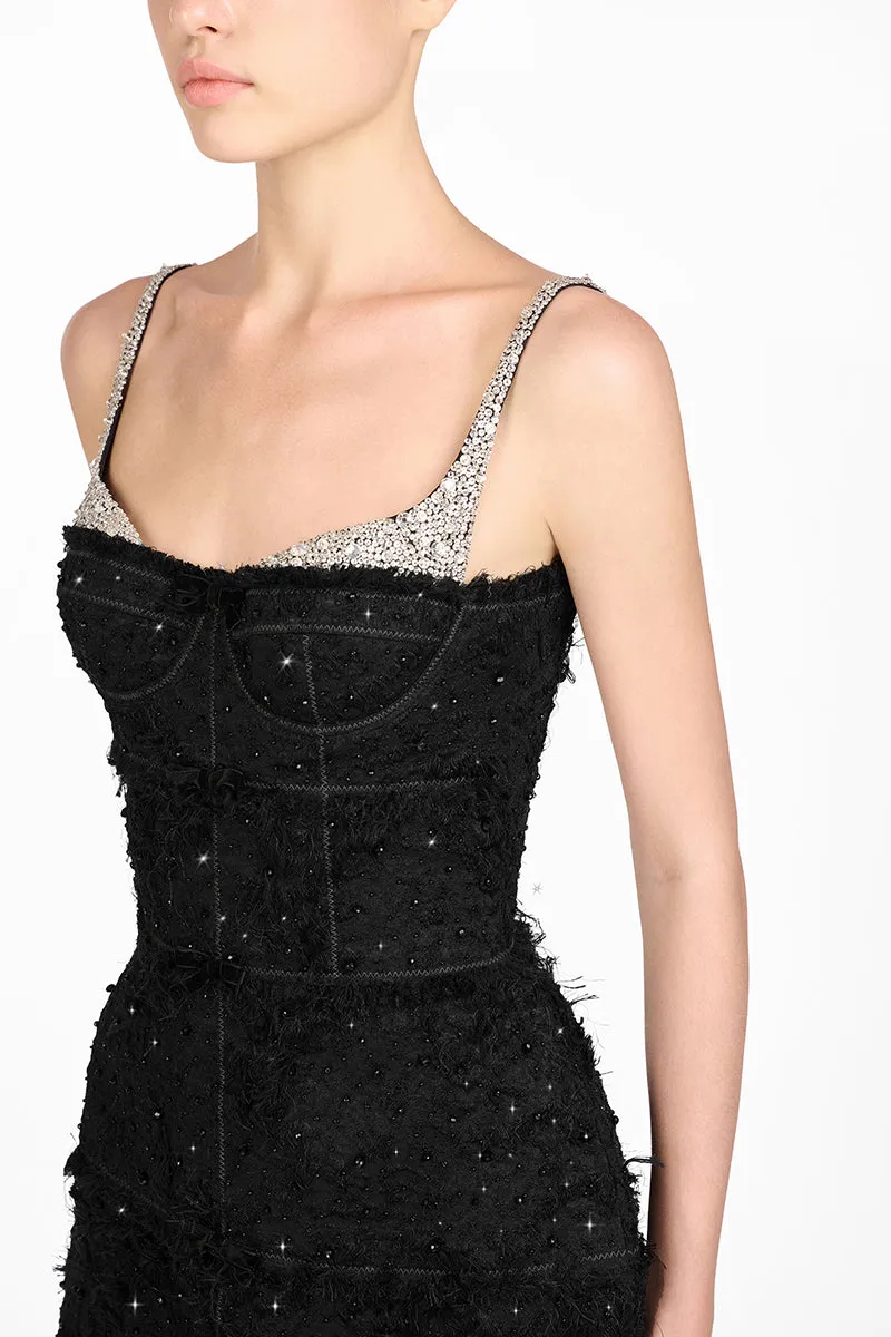 BLACK CRYSTAL BEADED DRESS