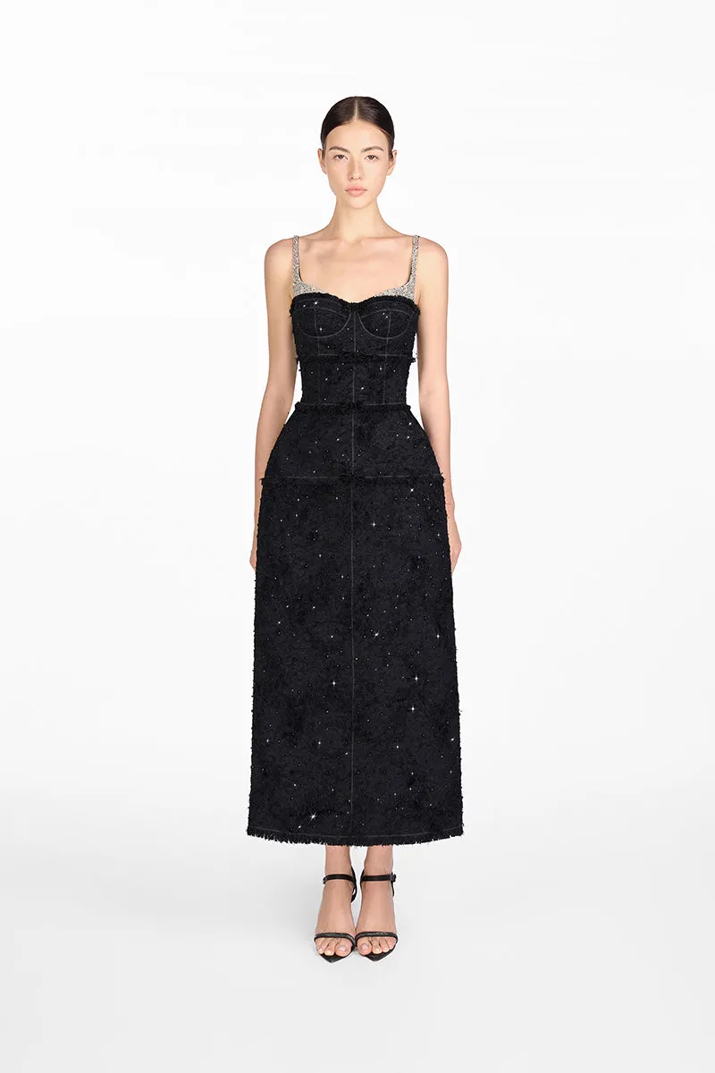 BLACK CRYSTAL BEADED DRESS