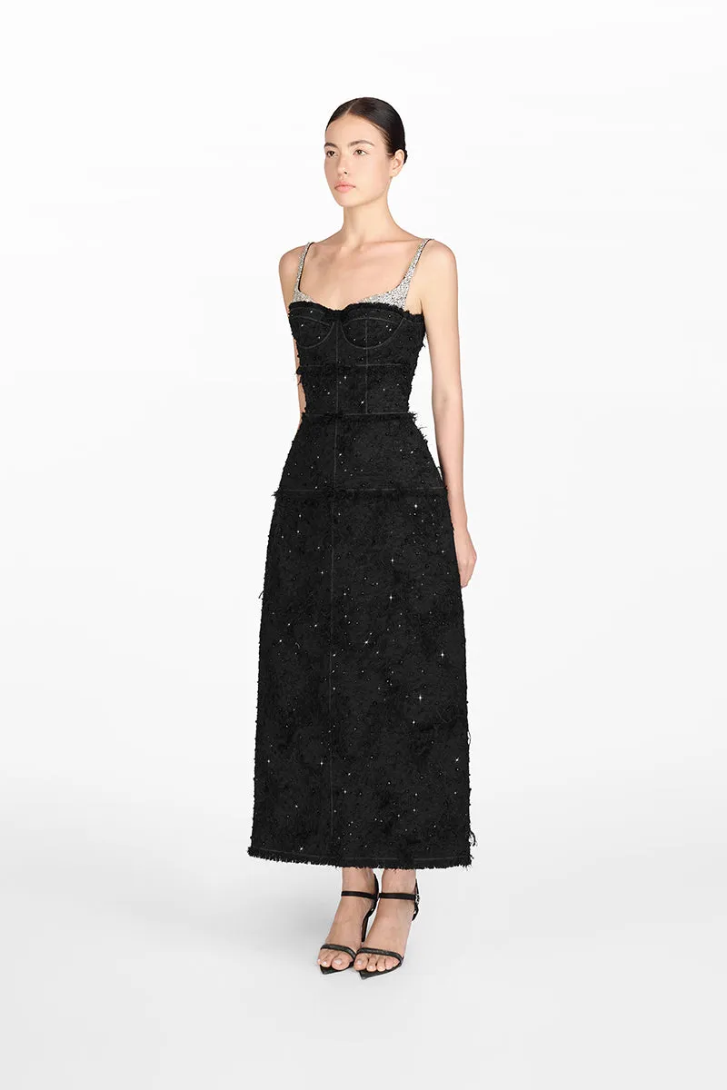 BLACK CRYSTAL BEADED DRESS