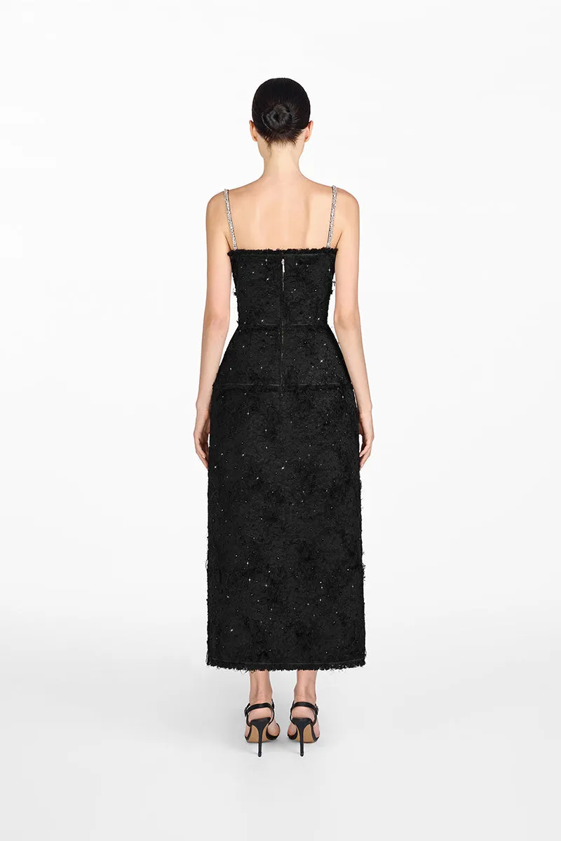BLACK CRYSTAL BEADED DRESS