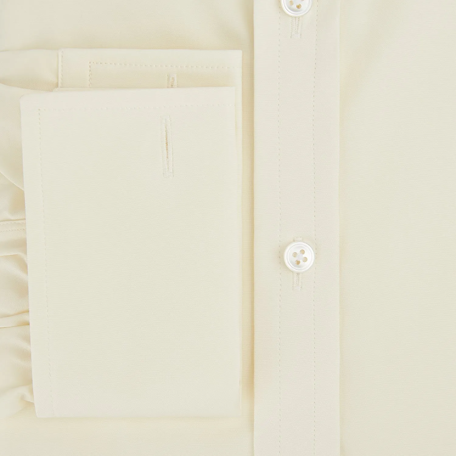 Cream Cotton Shirt with T&A Collar and Double Cuffs