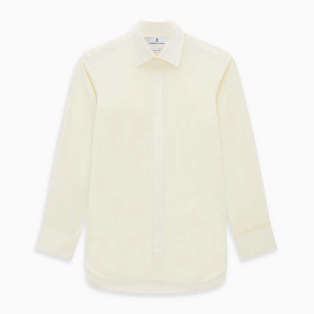 Cream Cotton Shirt with T&A Collar and Double Cuffs