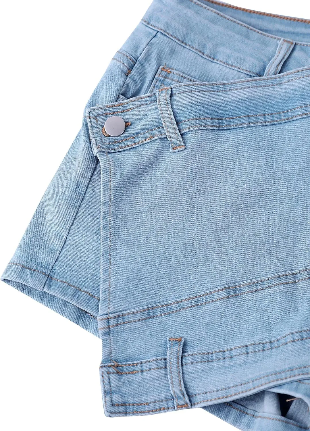 Denim Skort for Women High Waisted Asymmetrical Wrap Jean Skorts A-Line Stretchy Skinny Cargo Mini Skirts