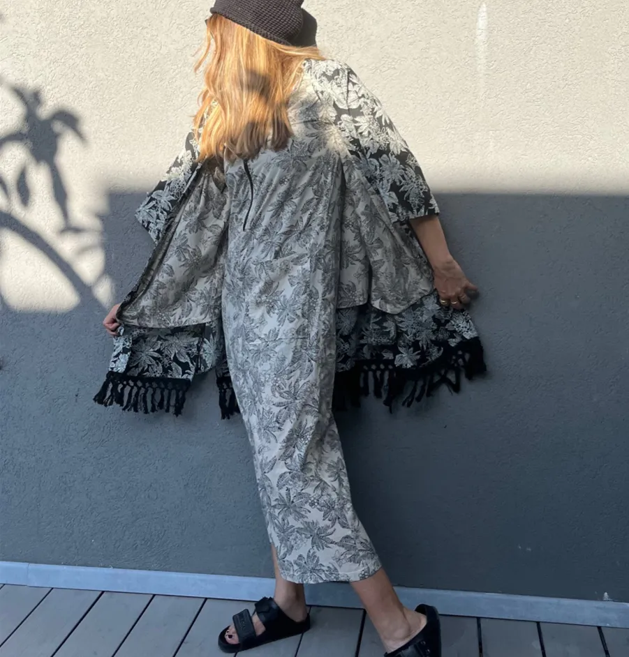DRESS LPRDR2202 in cotton with one pocket - Off white printing
