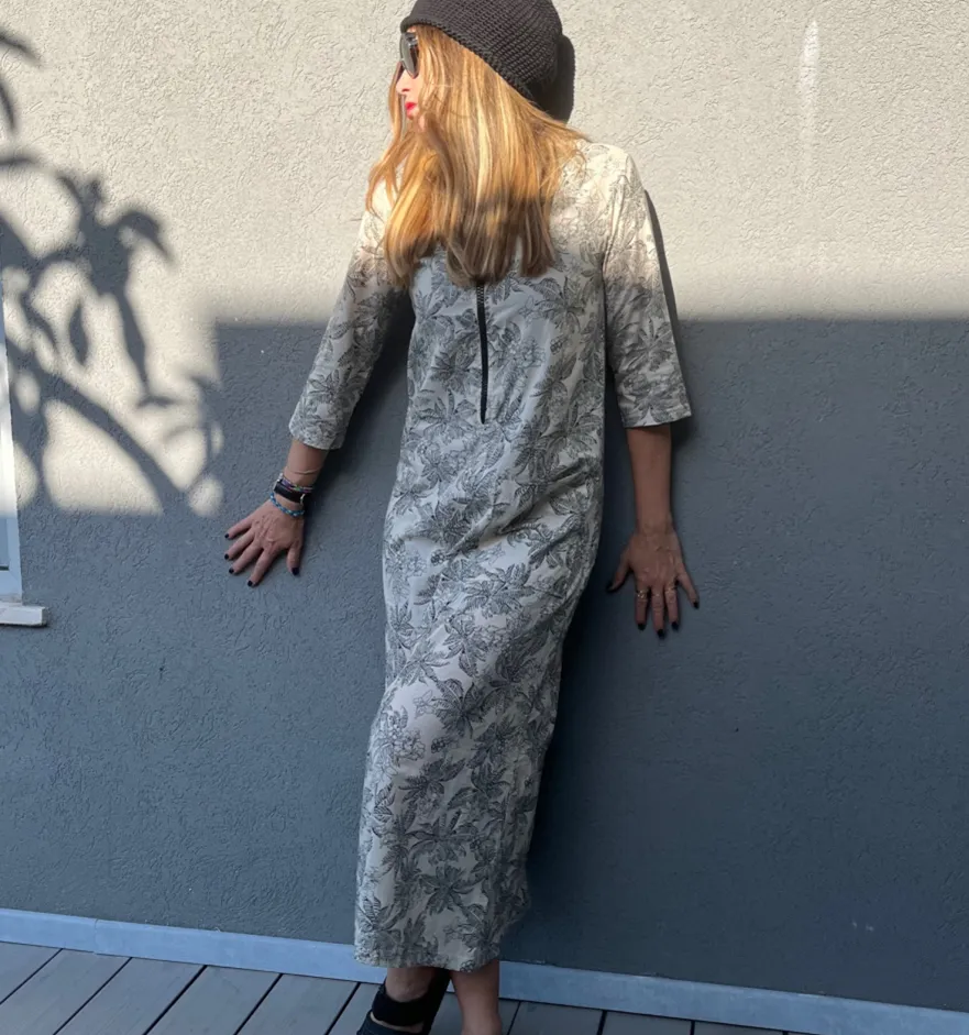 DRESS LPRDR2202 in cotton with one pocket - Off white printing