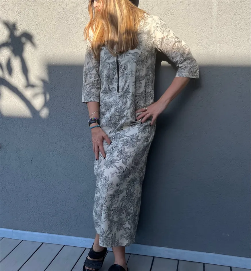DRESS LPRDR2202 in cotton with one pocket - Off white printing