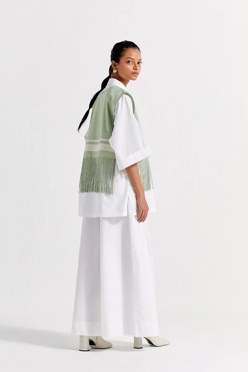 Fringe Crop Overlay Shirt Co-ord (Set of 3) - Mint