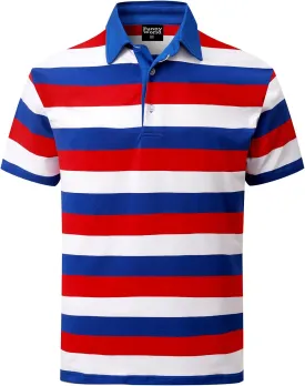 Funny World Men's Striped Polo Cotton Regular Fit Casual Short Sleeve Golf Shirt