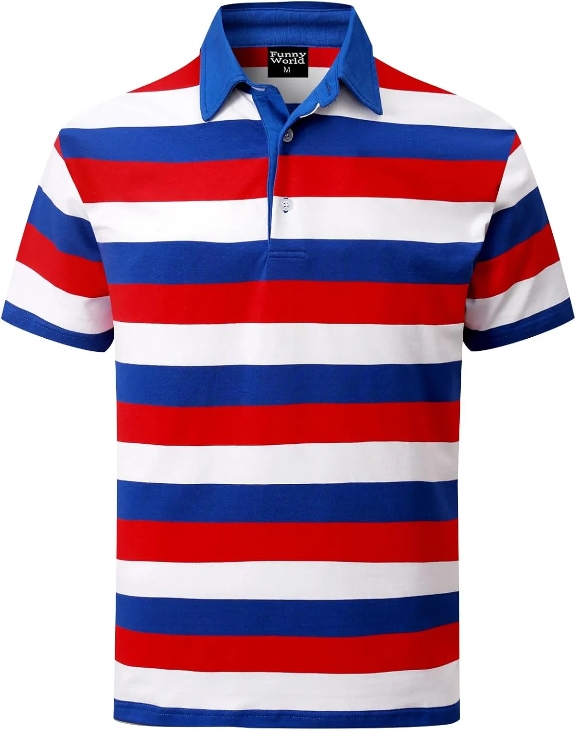 Funny World Men's Striped Polo Cotton Regular Fit Casual Short Sleeve Golf Shirt