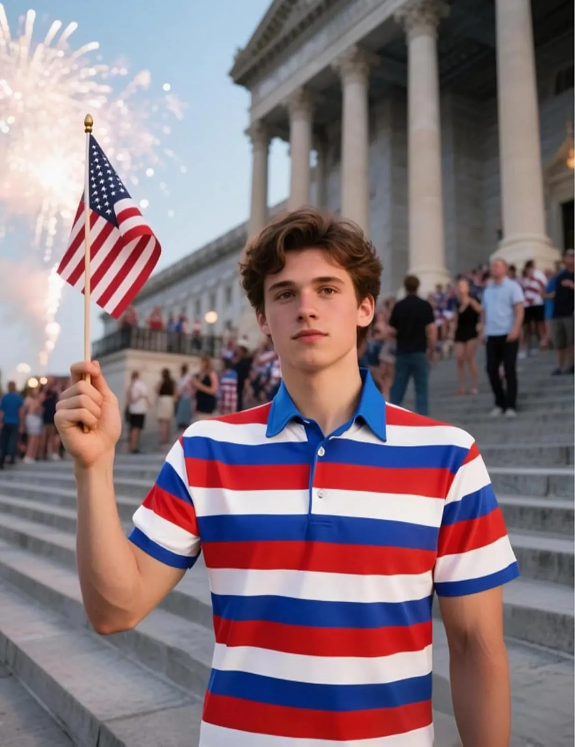 Funny World Men's Striped Polo Cotton Regular Fit Casual Short Sleeve Golf Shirt