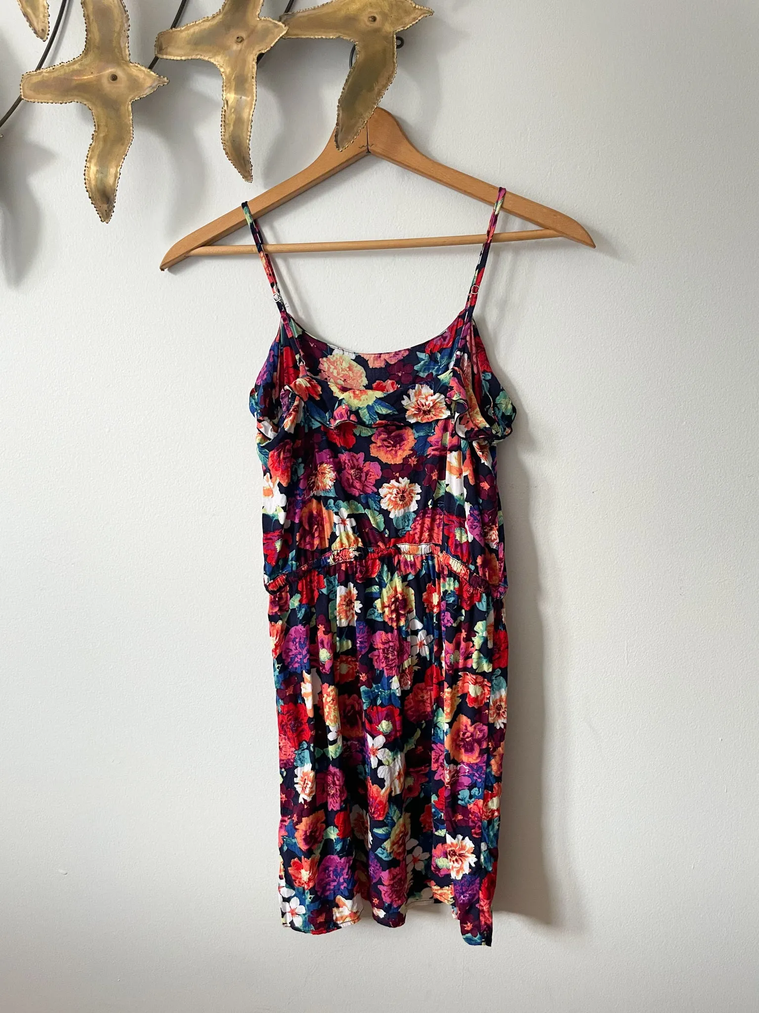 Garage Rainbow Floral Ruffle Dress - Small