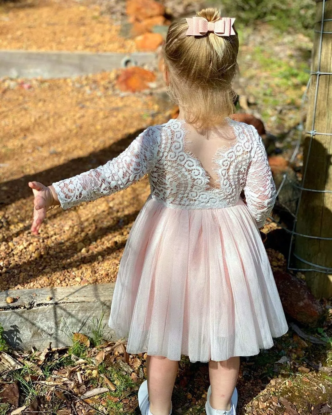 Girl Toddler Full-Length Straight Tulle Tutu Lace Back Party Flower Girl Dress