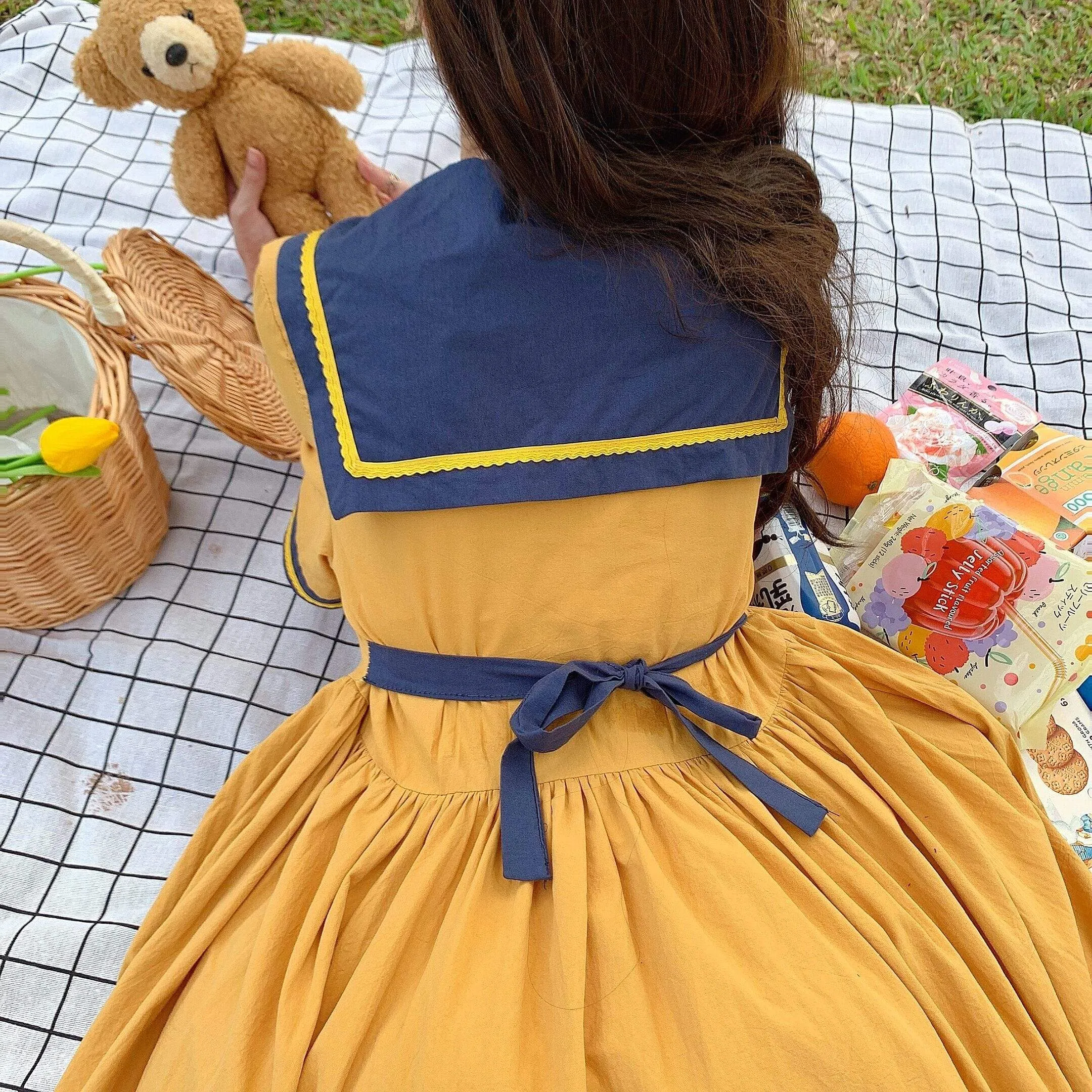 Harajuku Bear Embroidered A-line Dress