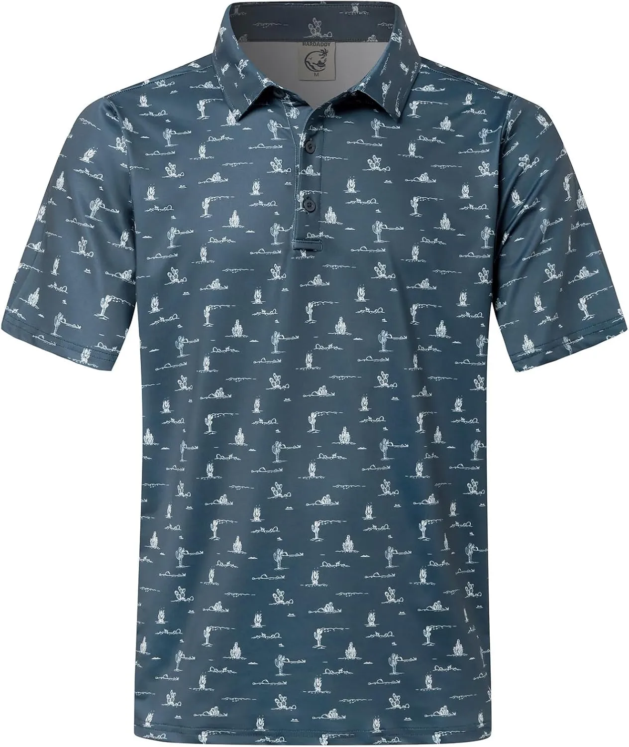 Hardaddy Men's Moisture Wicking Polo Shirts Printed Dry Fit Short Sleeve Collared Golf Shirt