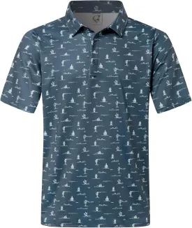 Hardaddy Men's Moisture Wicking Polo Shirts Printed Dry Fit Short Sleeve Collared Golf Shirt