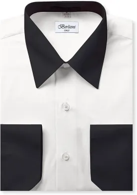 Italy Men's Long Sleeve Two Tone Premium Dress Shirt