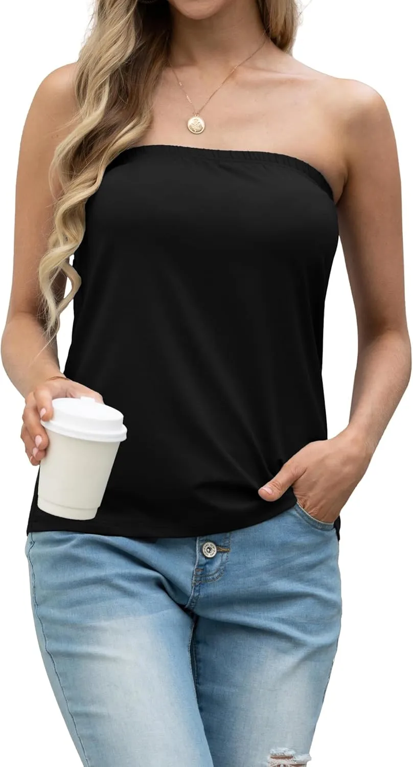 IWOLLENCE Women's Floral Tube Tops Casual Summer Backless Strapless Top Sleeveless Bandeau Tanks Shirt