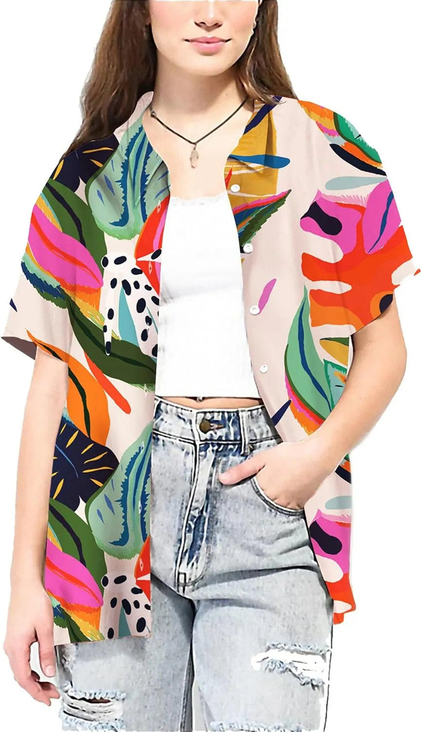 KYKU Womens Button Down Hawaiian Shirt Casual Fashion Shirts Summer Blouses