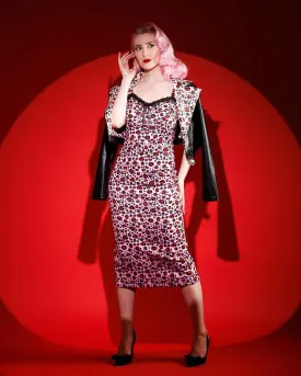 Love Bites Pencil Dress - Pink Leopard Print