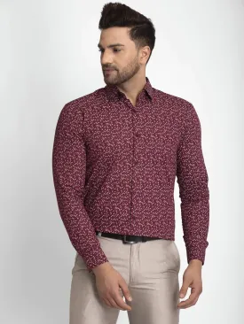 Maroon Printed Formal Shirt