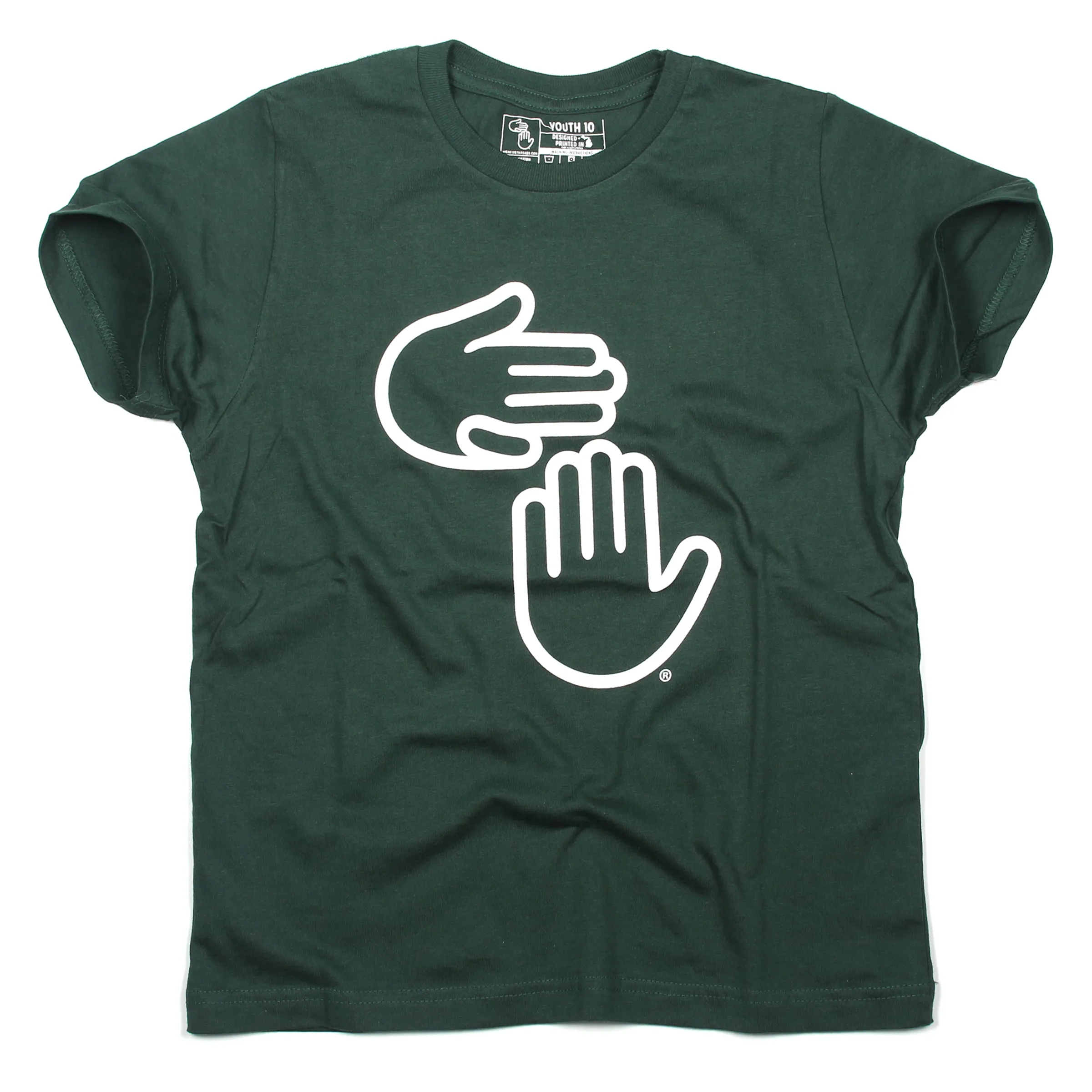 Michigan Hands Youth Tee (Green & White)