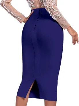 Midi Bandage Skirt Back Split High Waist Bandage Pencil Skirt