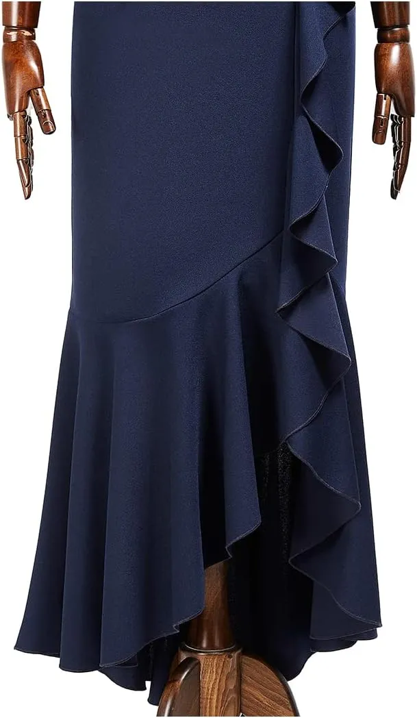 MISSMAY Women's Classy Floral Lace Ruffle Formal Bridesmaid Long Dress