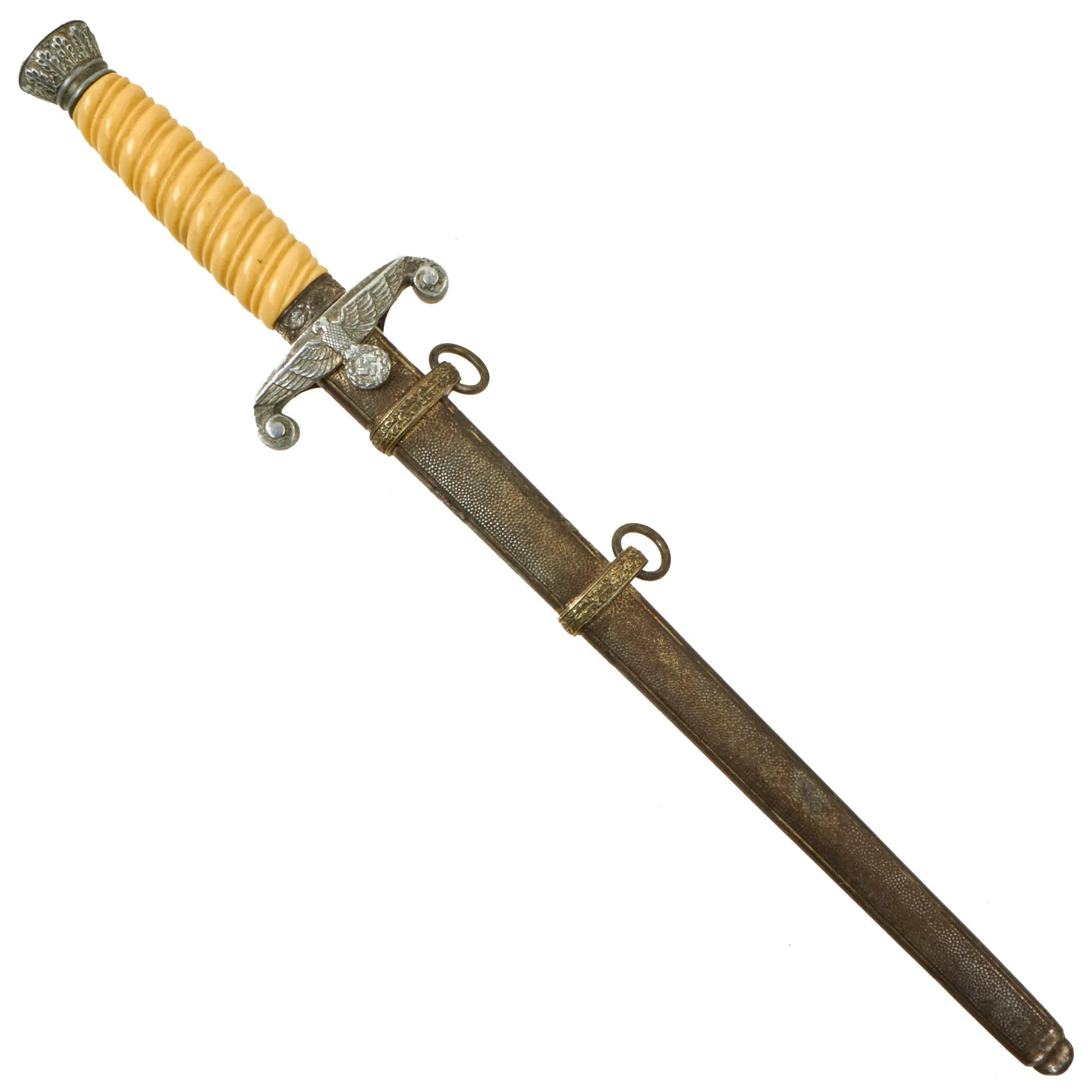 Original German WWII Army Heer Officer Dagger by E. & F. Hörster with Simulated Ivory Handle & Scabbard