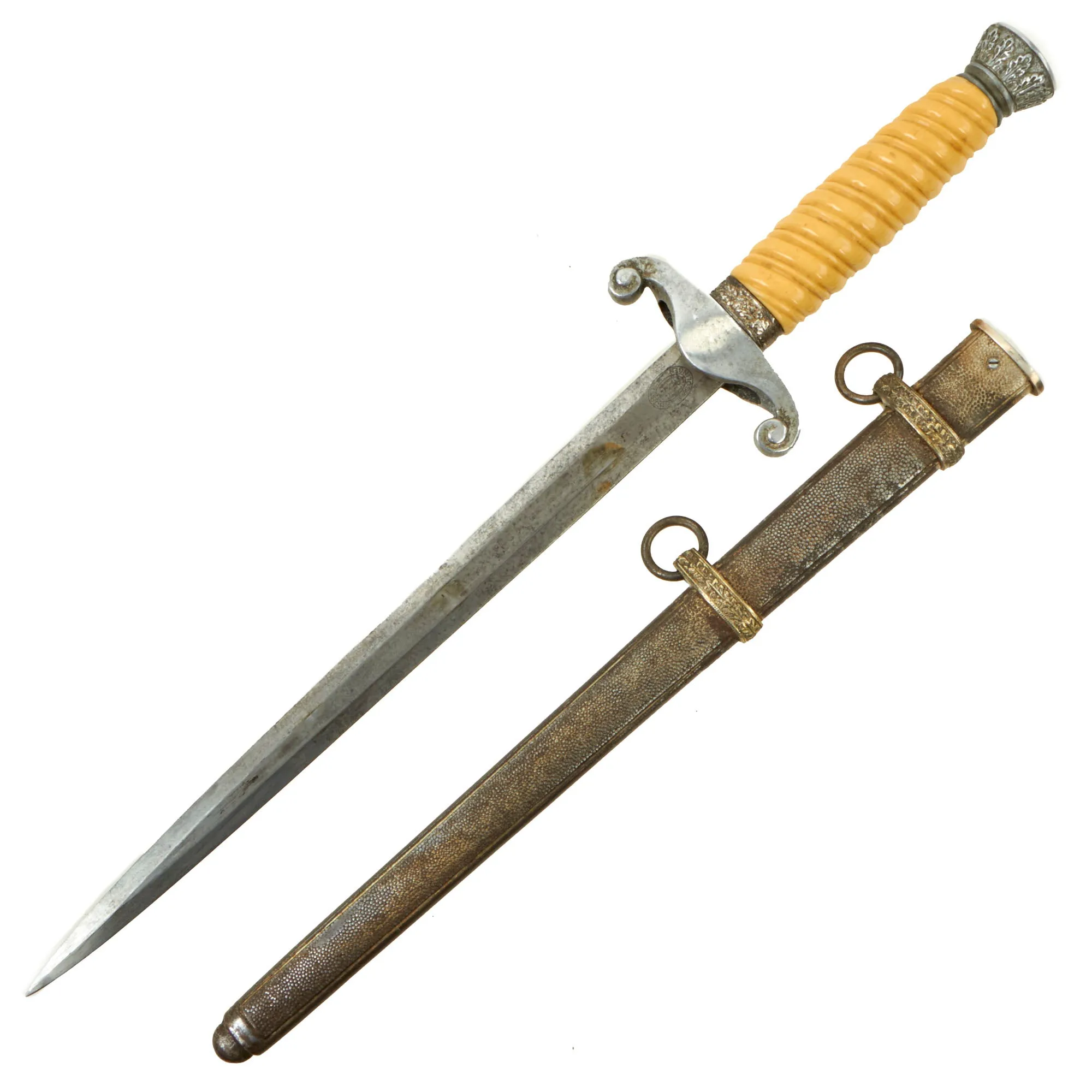 Original German WWII Army Heer Officer Dagger by E. & F. Hörster with Simulated Ivory Handle & Scabbard