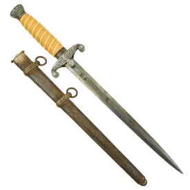 Original German WWII Army Heer Officer Dagger by E. & F. Hörster with Simulated Ivory Handle & Scabbard