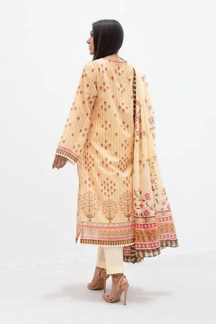 Printed Lawn Pakistani Suit Set With Embroidered Shirt
