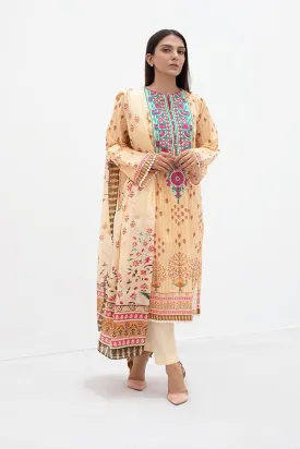 Printed Lawn Pakistani Suit Set With Embroidered Shirt
