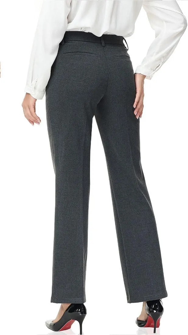 Soojun Women's Comfort Flex Waist Straight Leg Dress Pants