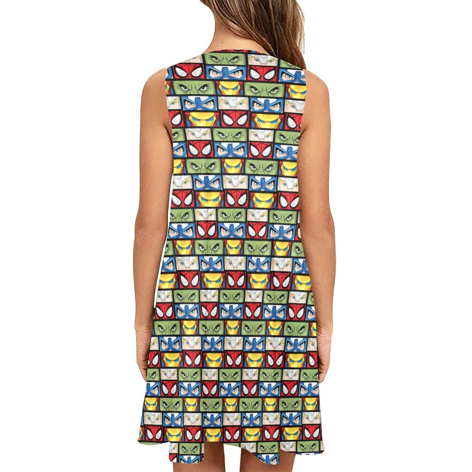 Super Heroes Eyes Sleeveless A-Line Pocket Dress