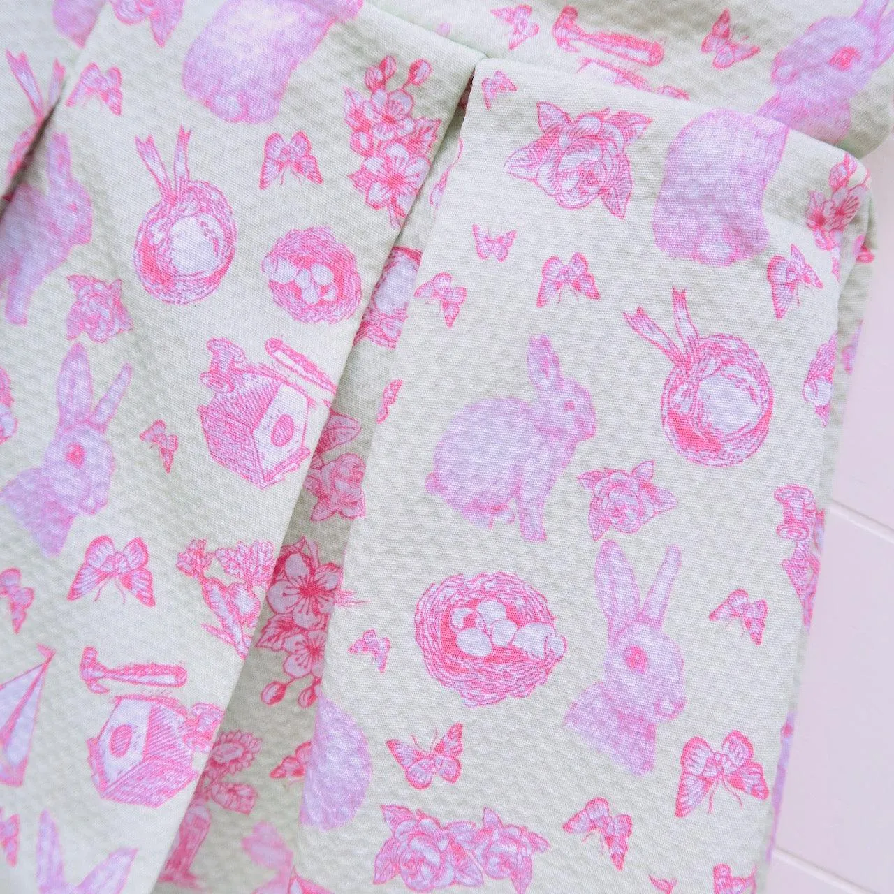 Tulip Dress in Pink Mint Bunnies