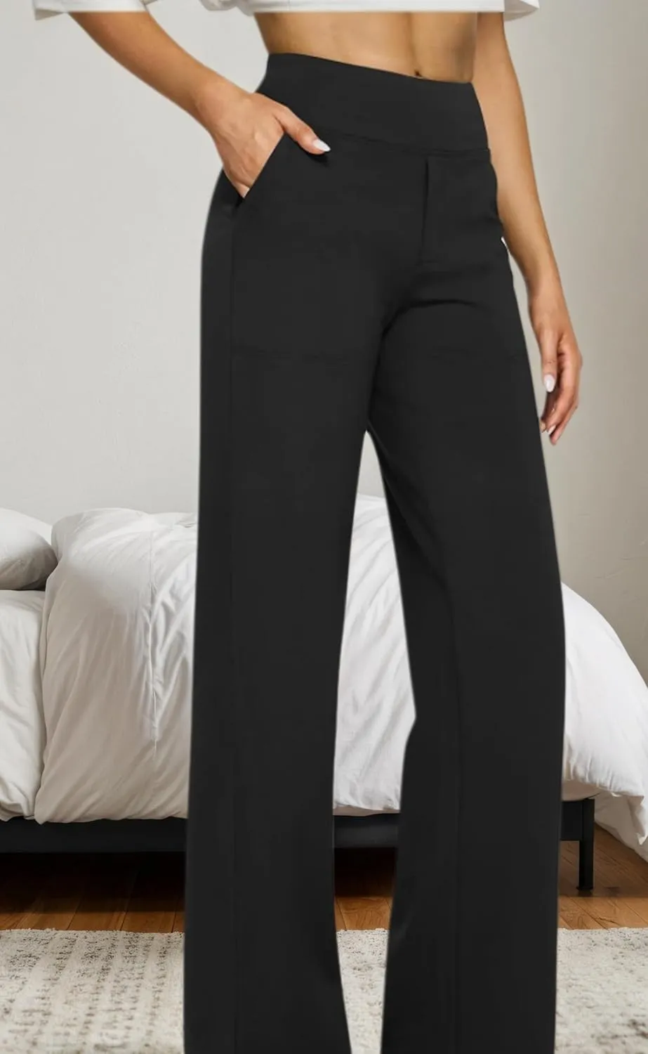 Vaultti Flex Trousers for Women,Yoga Pants with Pockets Business Casual Dress Pants High Waisted Straight Leg Pants