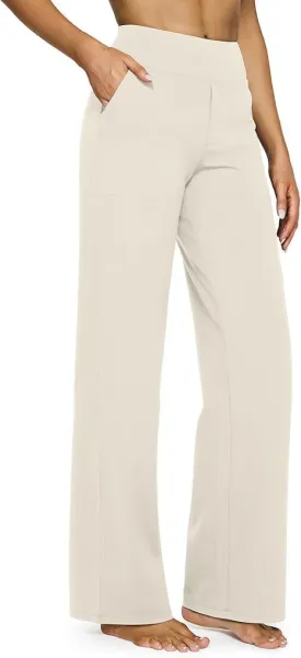 Vaultti Flex Trousers for Women,Yoga Pants with Pockets Business Casual Dress Pants High Waisted Straight Leg Pants