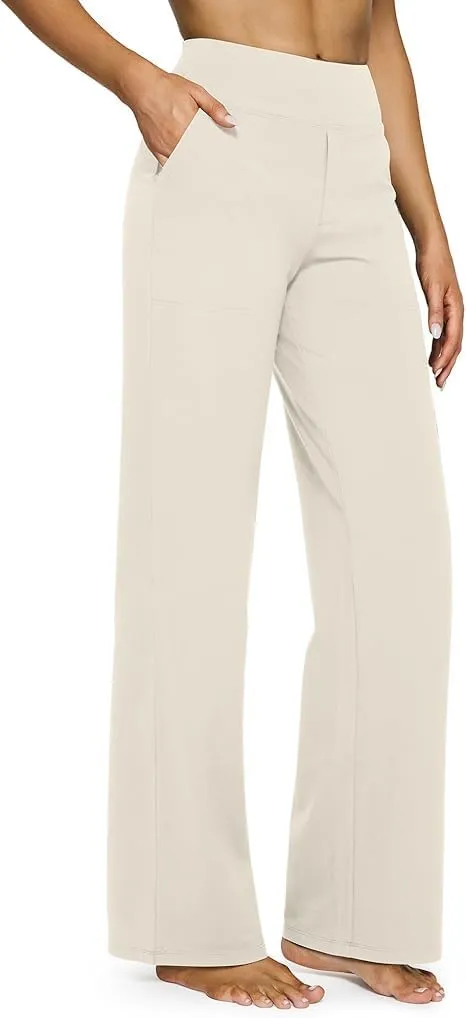 Vaultti Flex Trousers for Women,Yoga Pants with Pockets Business Casual Dress Pants High Waisted Straight Leg Pants