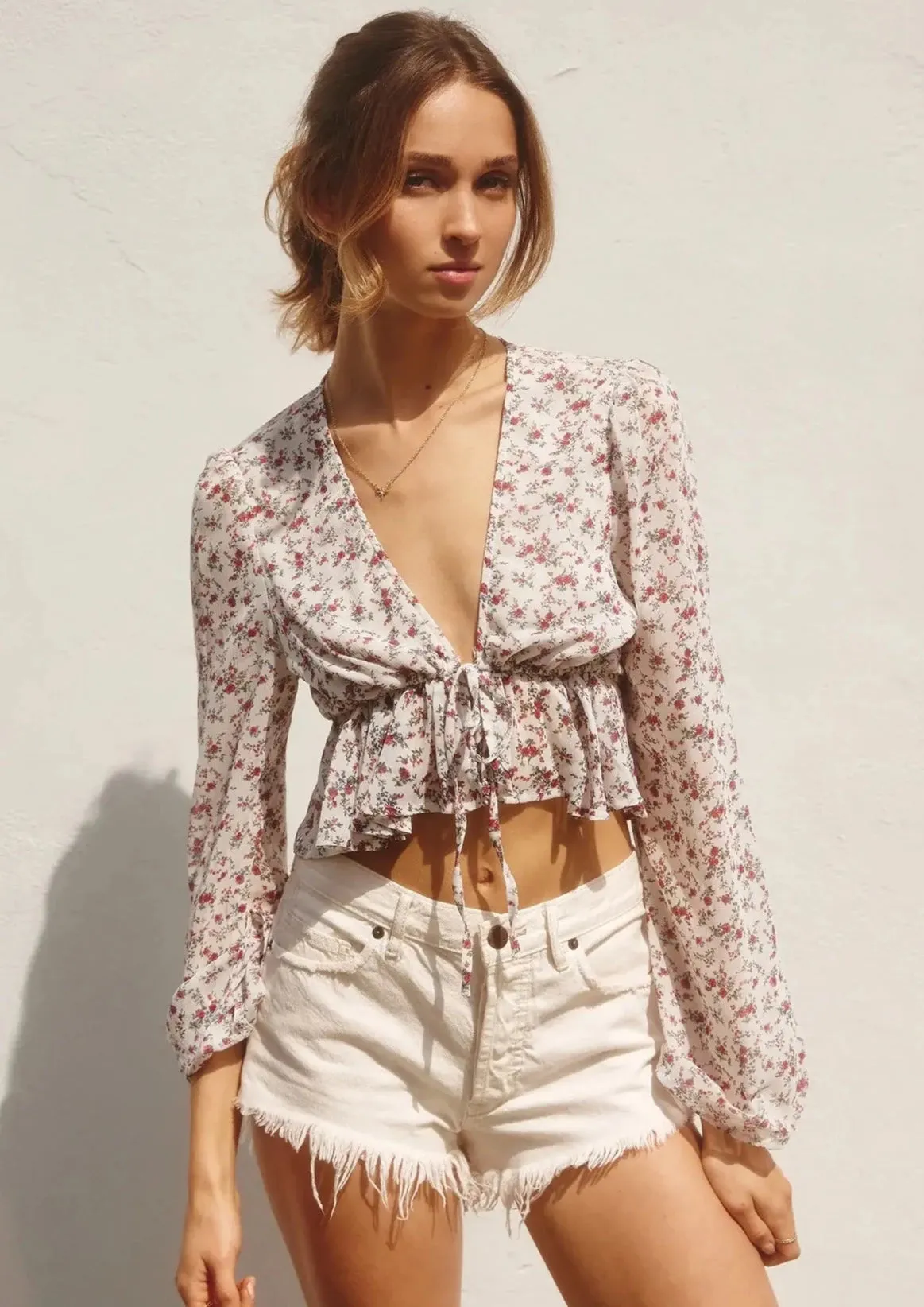 Weekend Ruffles Hem Cropped Top