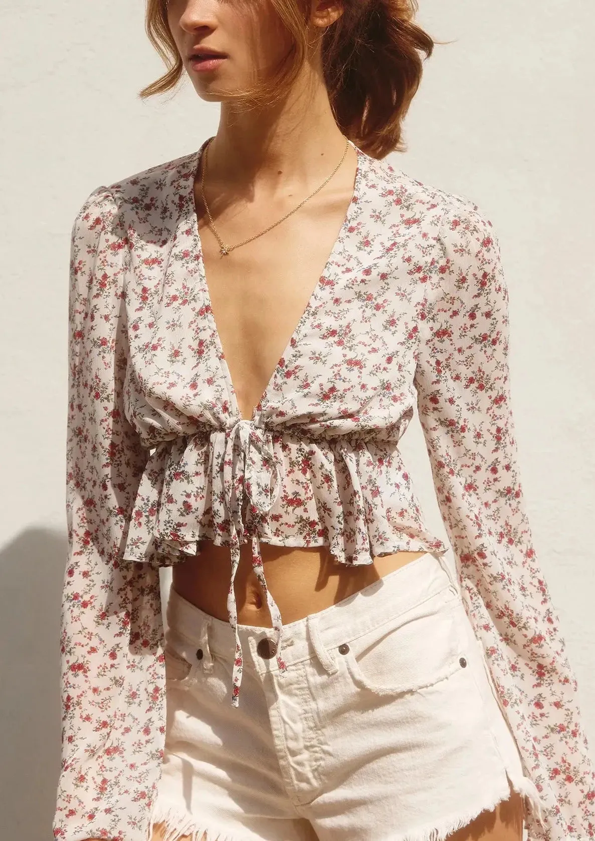 Weekend Ruffles Hem Cropped Top