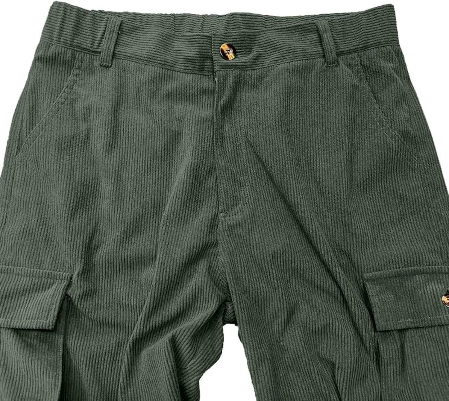 WENKOMG1 Corduroy Cargo Pants for Men Multi Pockets Straight Leg Outdoor Work Pants Retro Style Workwear