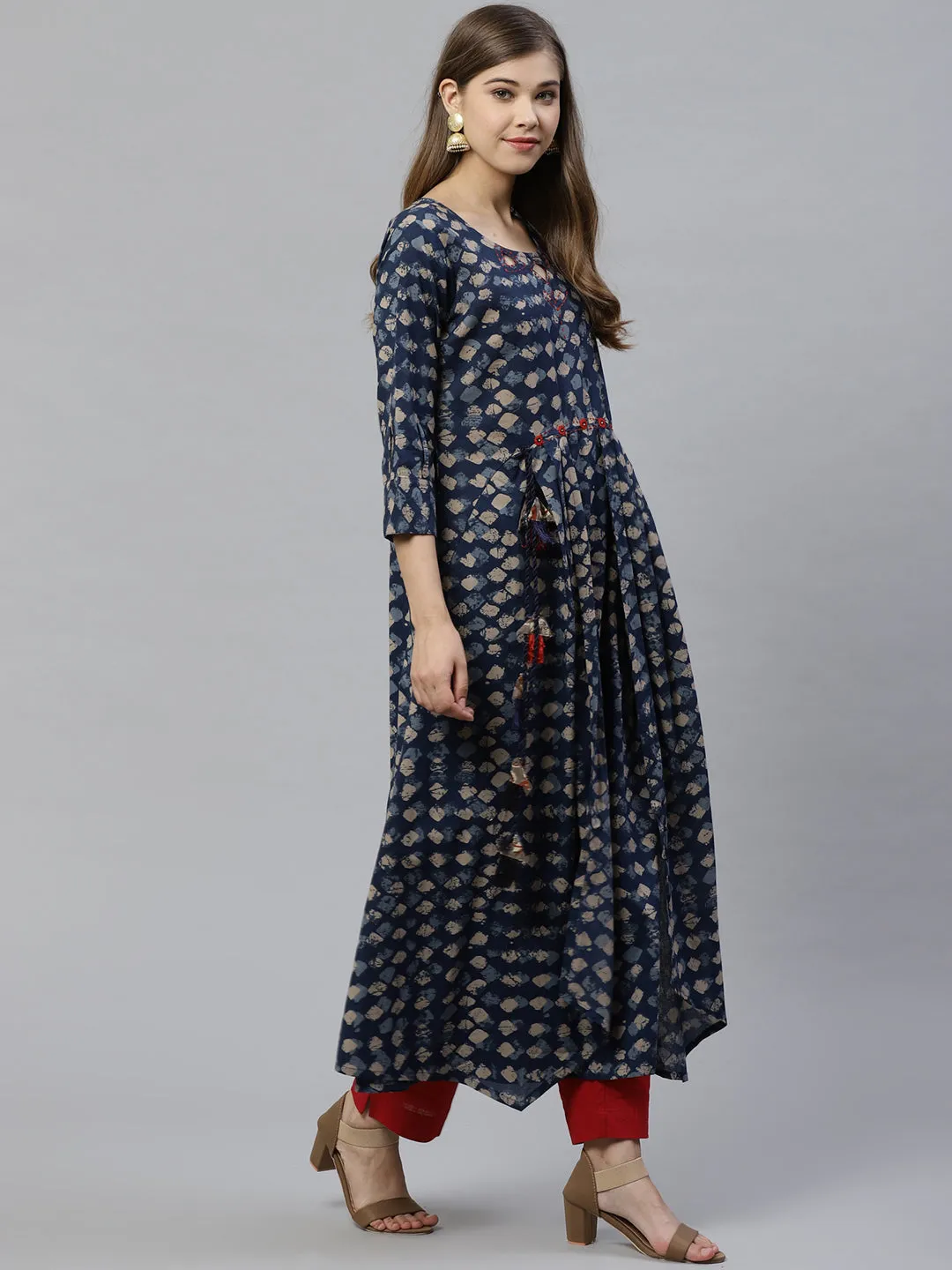 Women'S Indigo A Line Cotton Kurta