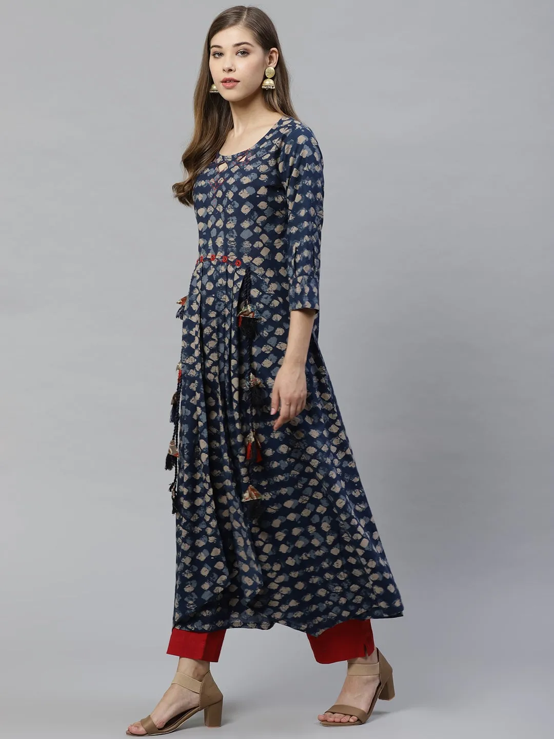 Women'S Indigo A Line Cotton Kurta